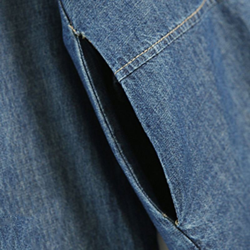 Dam Denim Lös Casual Långärmad Klänning
