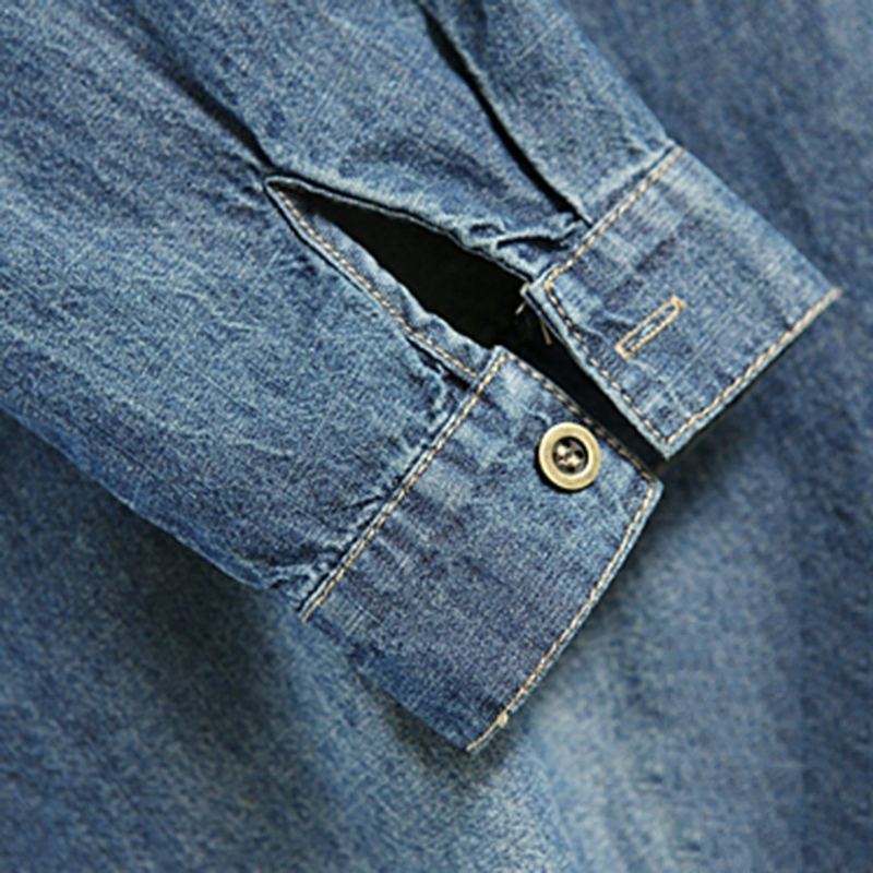 Dam Denim Lös Casual Långärmad Klänning