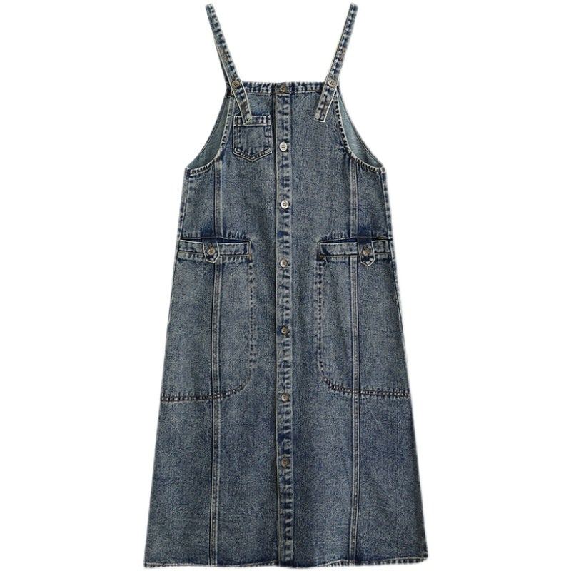 Spring Retro Casual Lös Ärmlös Denimklänning I Bomull