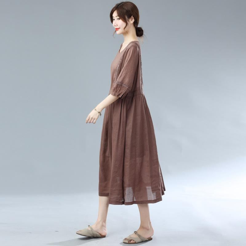 Summer Linne Plus Size Plisserad Klänning