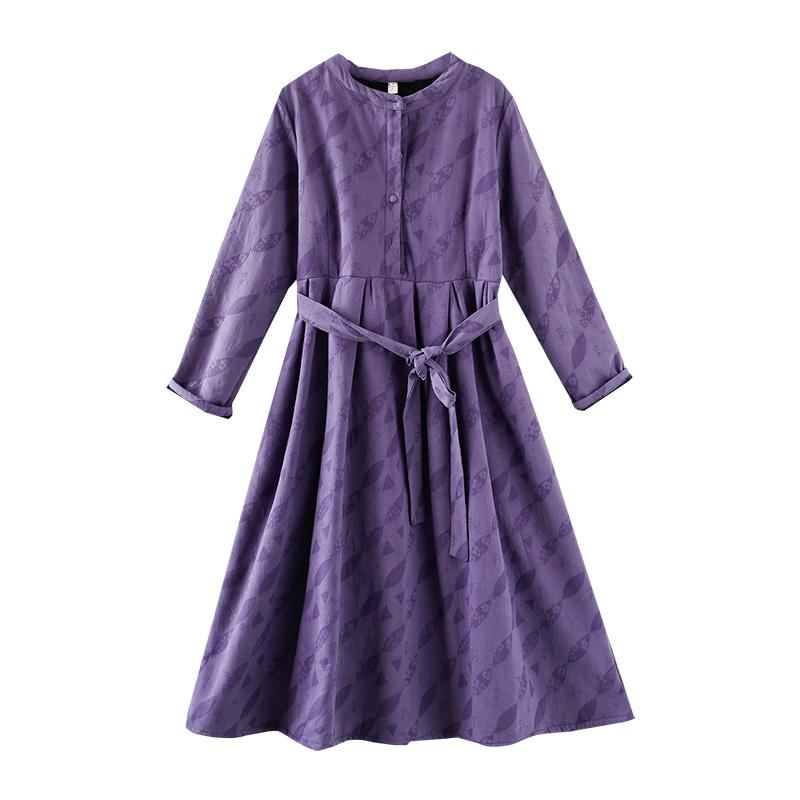 Vinter Retro Casual Plysch Bälte A-line Klänning