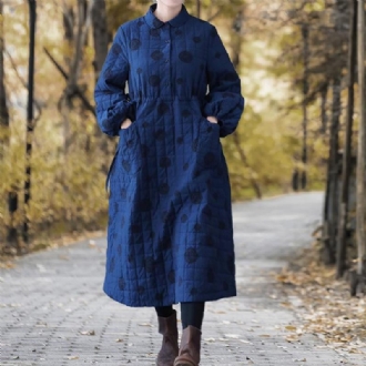 Winter Retro Dots Cotton Vadderad Lös Klänning