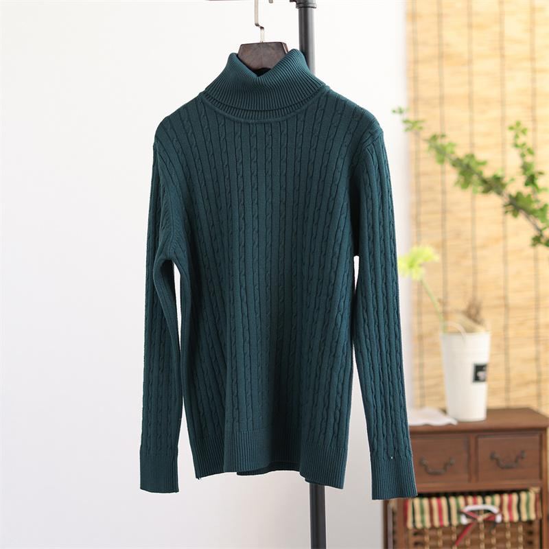 Vinter Casual Turtleneck Enfärgad Stickad Tröja