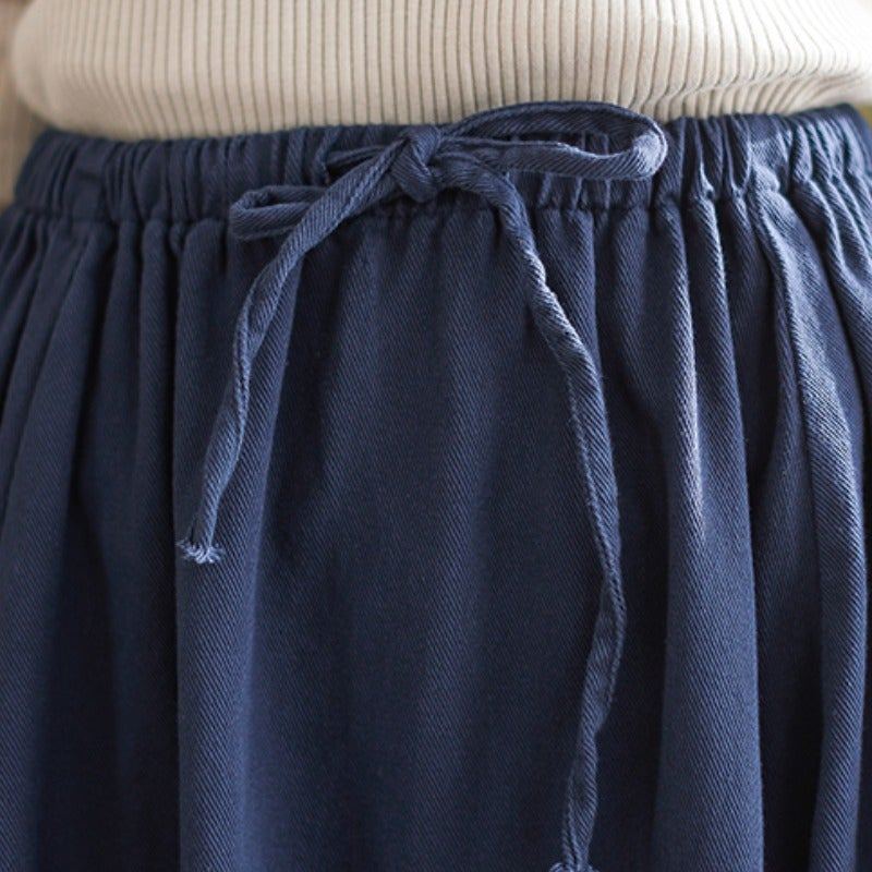 Vår Höst Retro Solid Casual Lös A-line Kjol