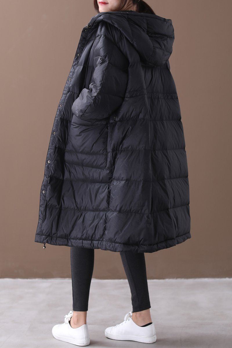 Anti-säsong Vinter Lös Stor Hooded White Goose Down Jacket Kappa