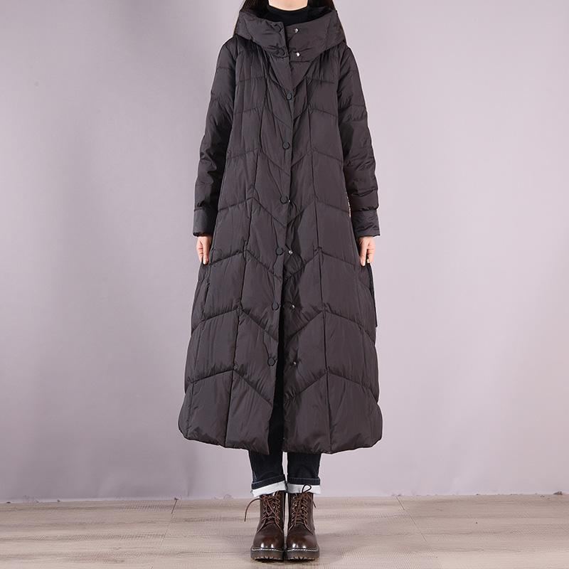 Plus Size Vinter Retro Casual Hooded Down Overcoat