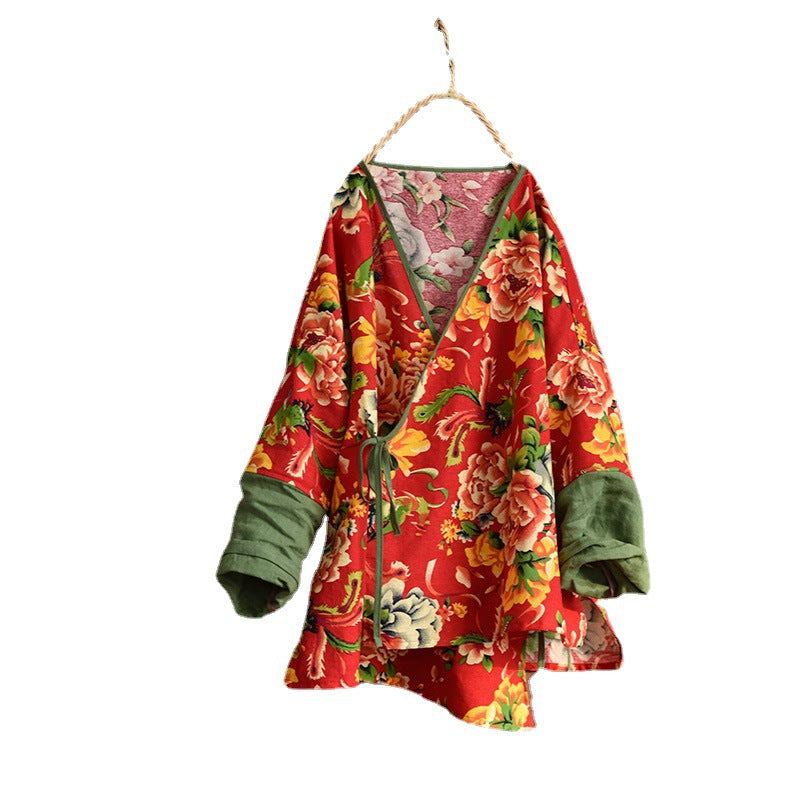 Retro Blommig Dam Spring Cotton Coat