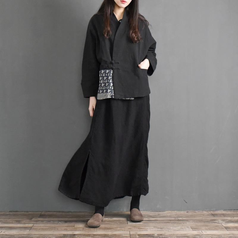 Vintage Black Spänne Quilted Coat