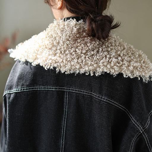 Vinter Casual Velvet Retro Denim Jacka