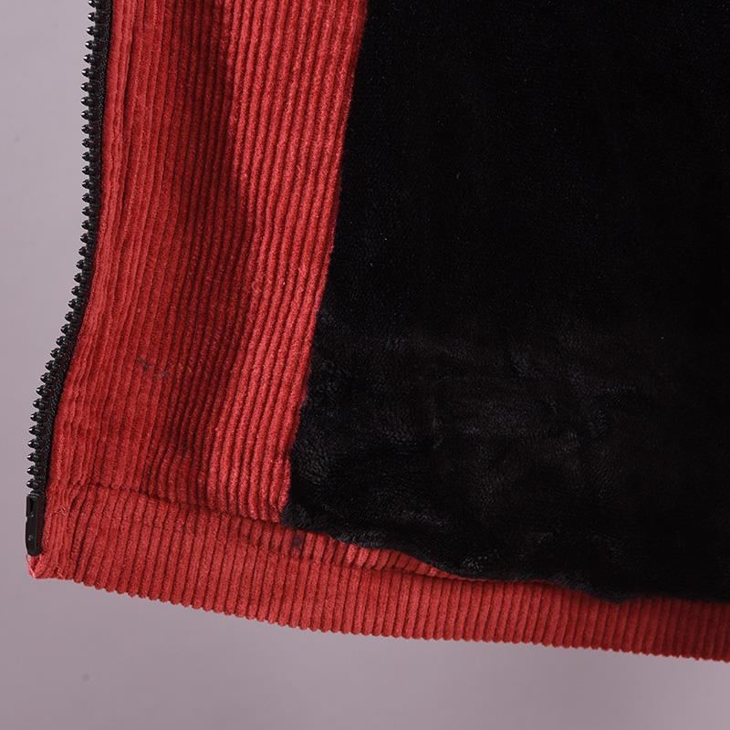 Vinter Retro Corduroy Lös Hooded Overcoat