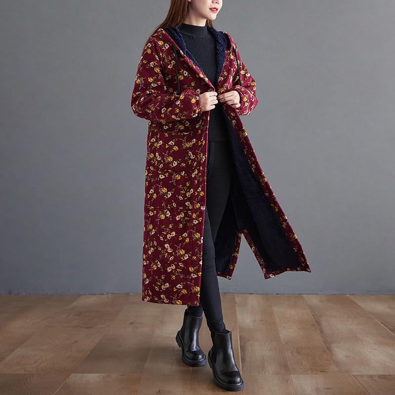Vinter Retro Enkelknäppt Casual Vadderad Hooded Overcoat