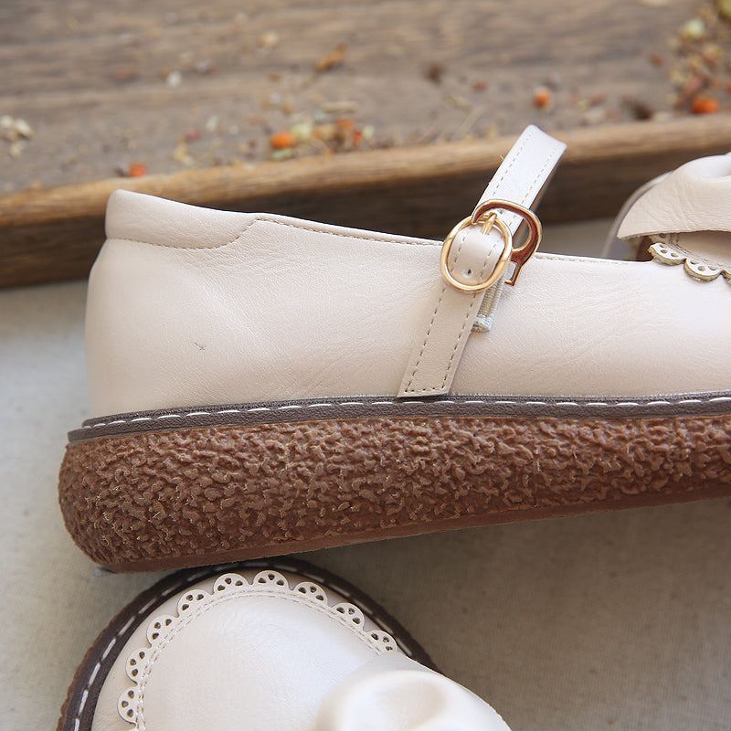 Damer Retro Style Bowknot Pu Casual Loafers