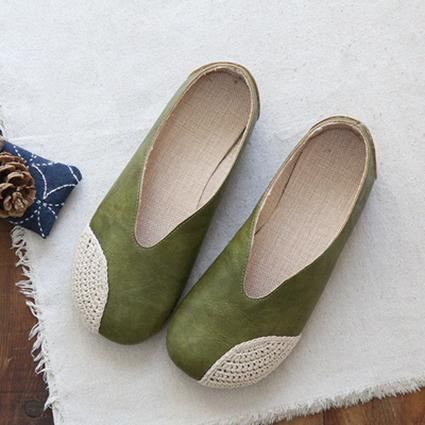 Flätat Paneled Läder Slip On Casual Skor