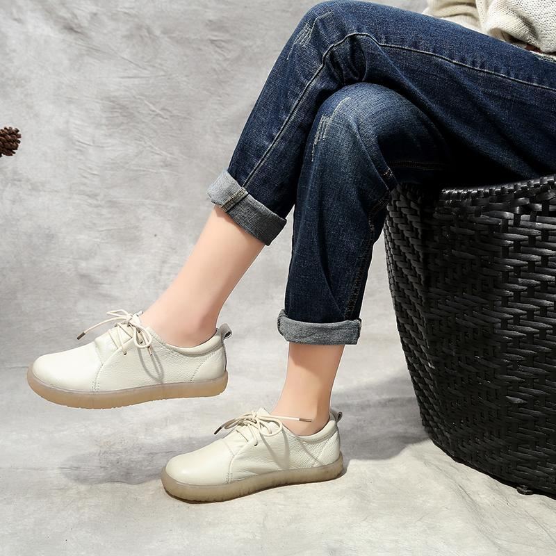 Läder Soft Bottom Snörning Fritidsskor 35-41