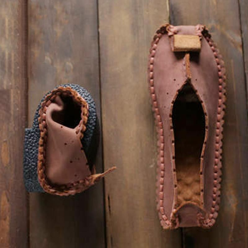 Retro Daily Handmade Paneled Bekväma Mjuka Loafers