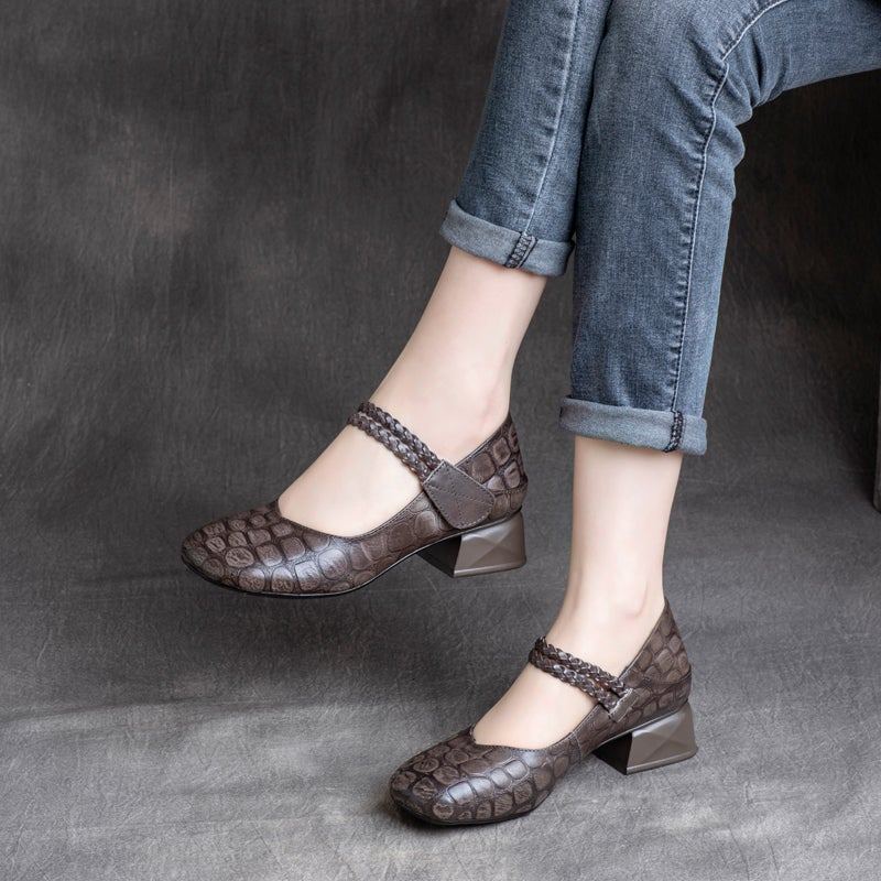 Spring Läder Dam Retro Wedge Kardborre Fritidsskor