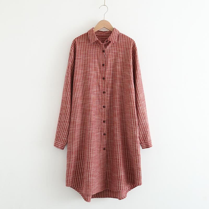 Dam Loose Causal Stripes Linneskjorta