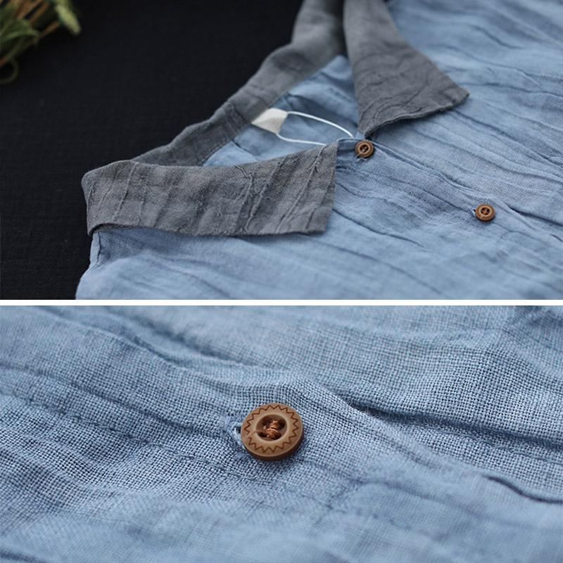 Dam Retro Lös Lapel Linne Blus