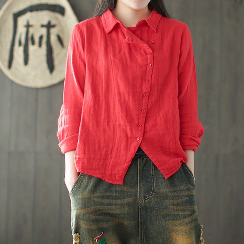 Dam Spring Retro Irregular Casual Lös Blus