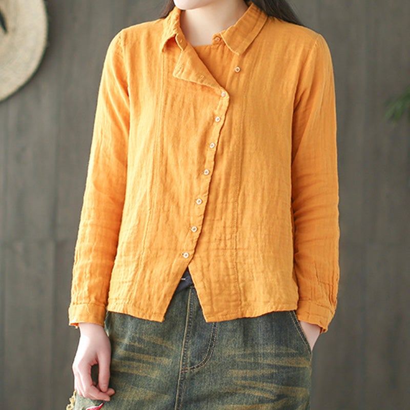 Dam Spring Retro Irregular Casual Lös Blus