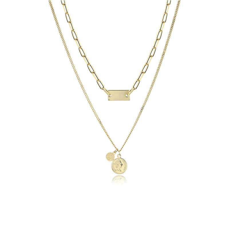 Dubbel Nyckelben Kedjehals Smycken Halsband