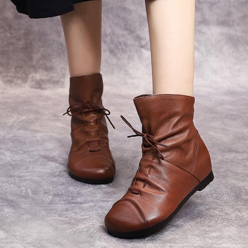 Höst Handgjorda Retro Läder Casual Stövlar Boots