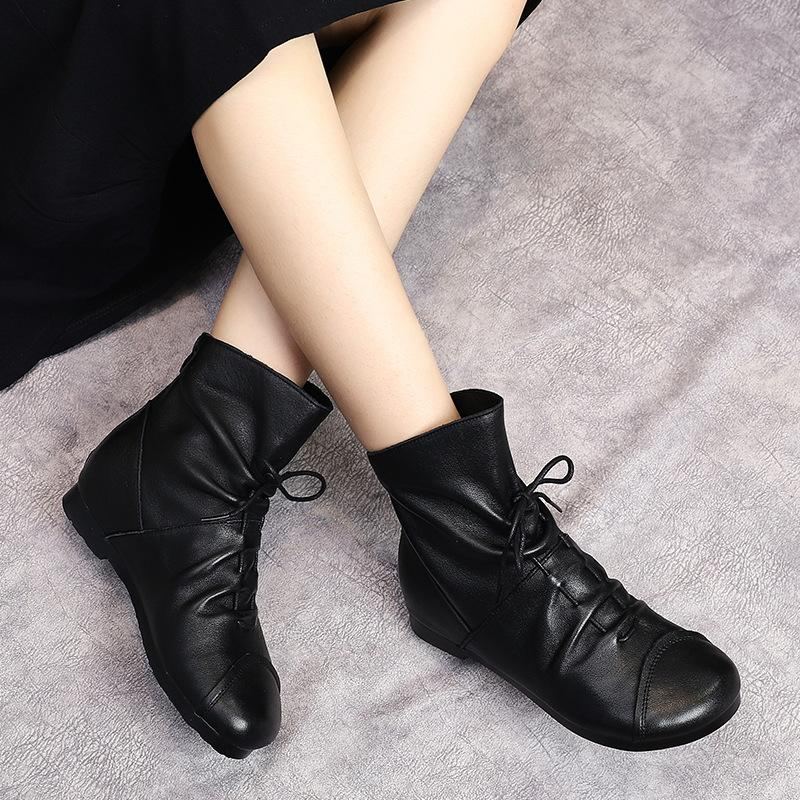 Höst Handgjorda Retro Läder Casual Stövlar Boots