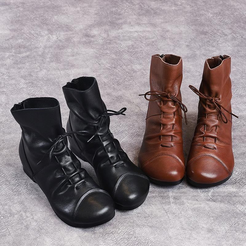 Höst Handgjorda Retro Läder Casual Stövlar Boots