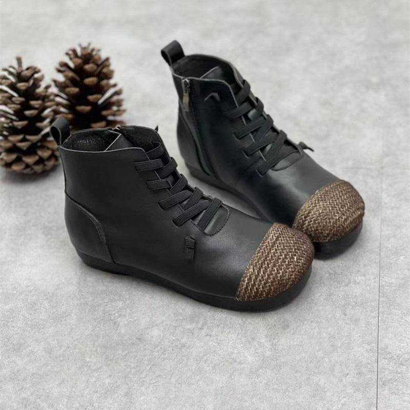 Höst Vinter Läder Retro Casual Stövlar