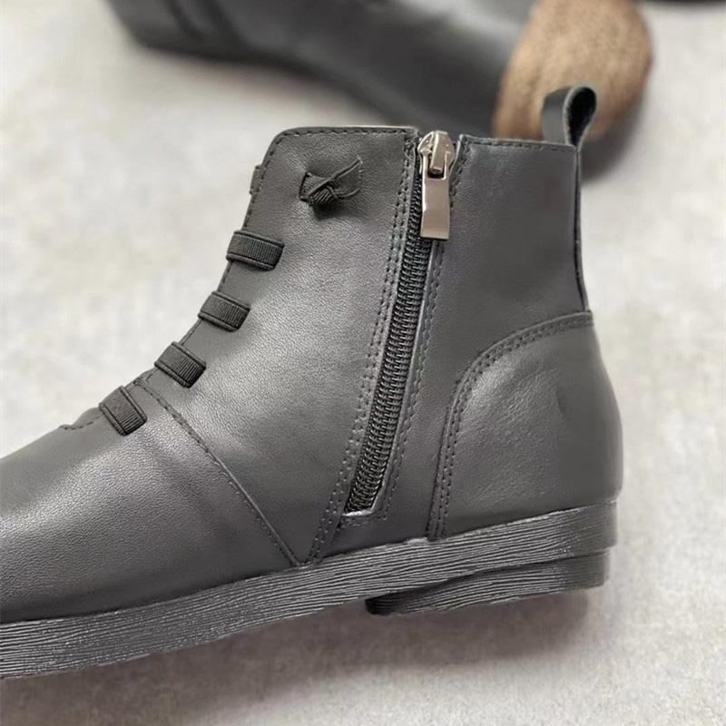 Höst Vinter Läder Retro Casual Stövlar