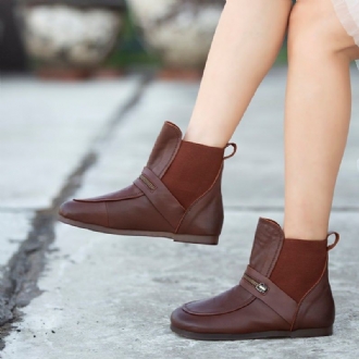 Höst Vinter Retro Mjukt Läder Platta Casual Stövlar Boots