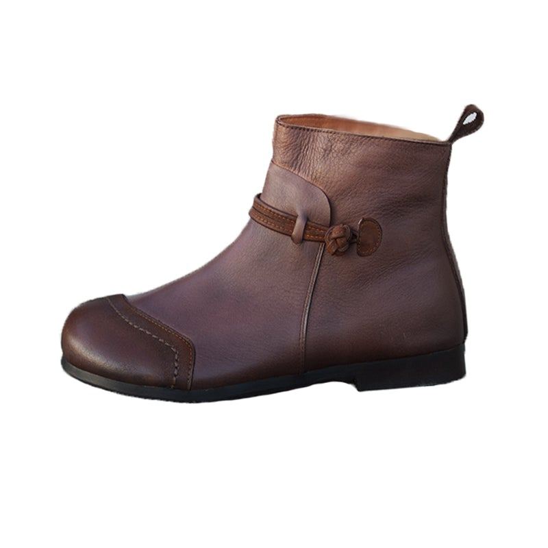 Höst Vinter Vintage Patchwork Mjuka Ankelboots I Läder