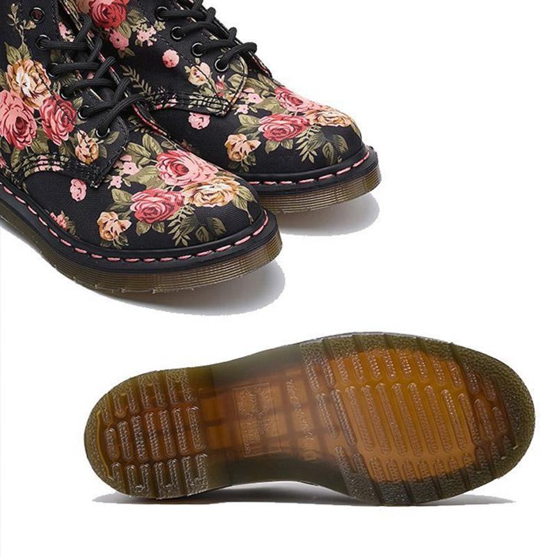 Plus Size Vår Höst Blommiga Runda Head Canvas Boots Stövlar