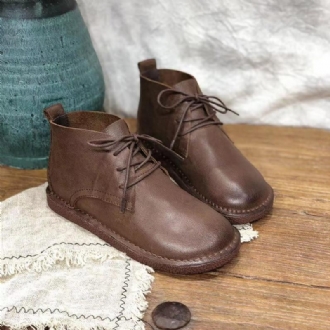 Retro Handgjorda Läder Casual Damstövlar