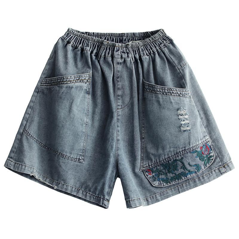 Plus Size Ripped Loose Vintage Jeansshorts