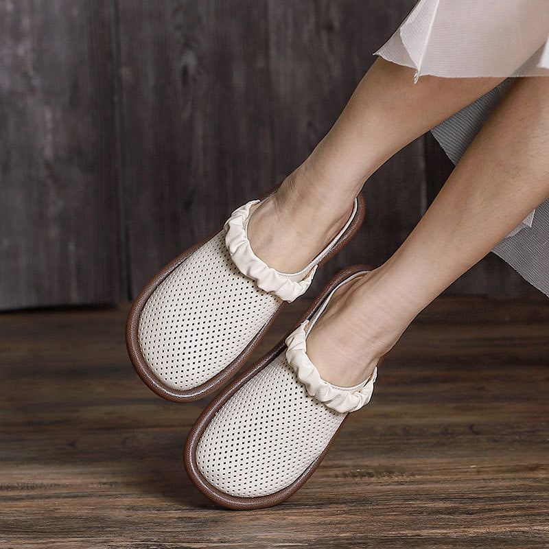 Dam Vintage Summer Hollow Läder Casual Sandaler Tofflor