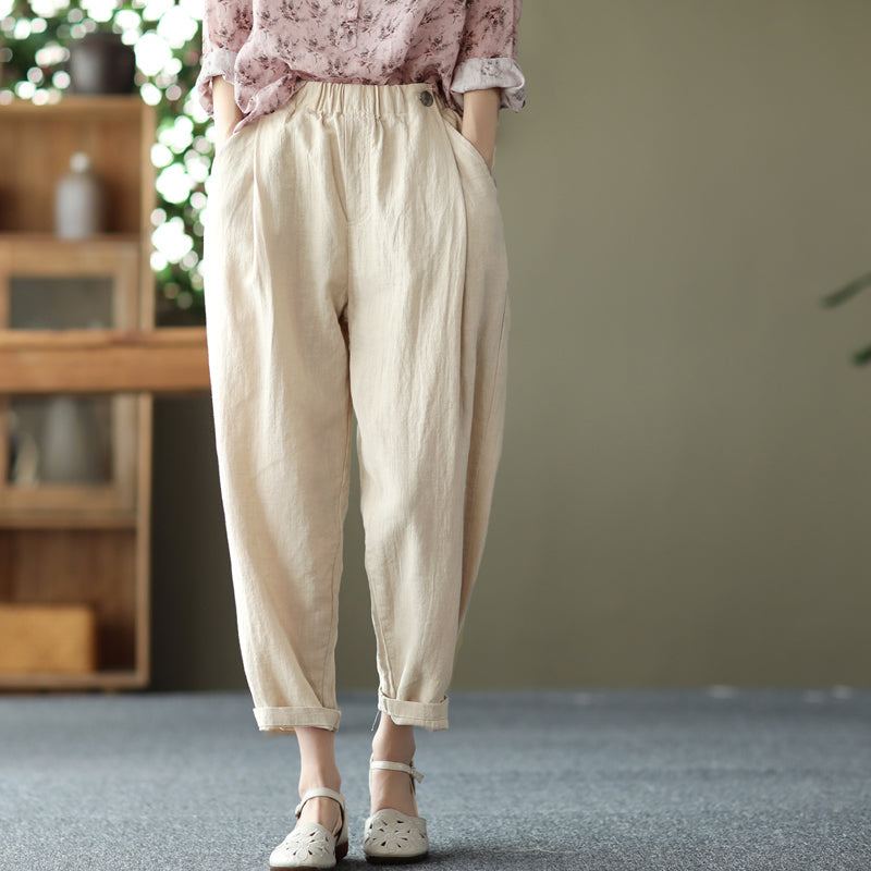 Dam Linne Casual Retro Spring Loose Byxor