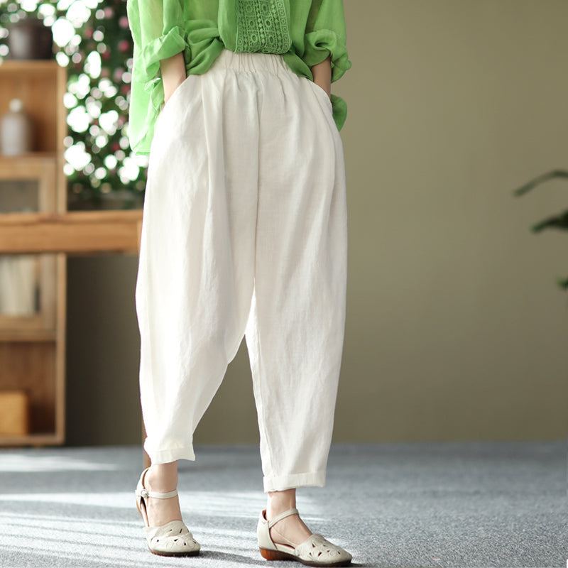Dam Linne Casual Retro Spring Loose Byxor