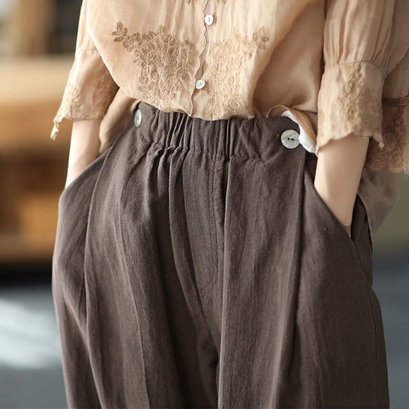 Dam Linne Casual Retro Spring Loose Byxor