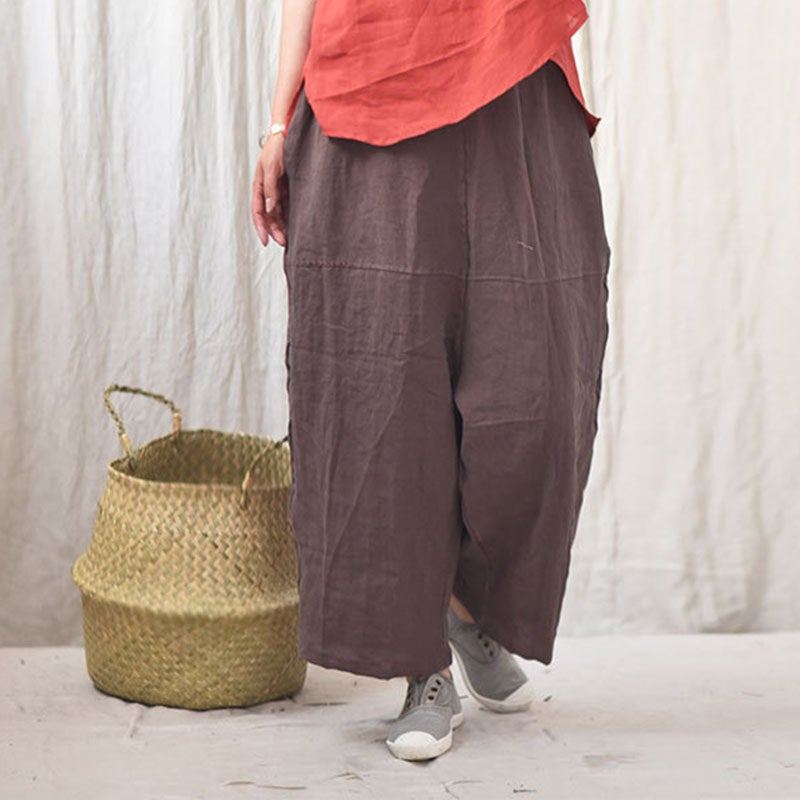 Dam Spring Retro Plus Size Casual Linnebyxor
