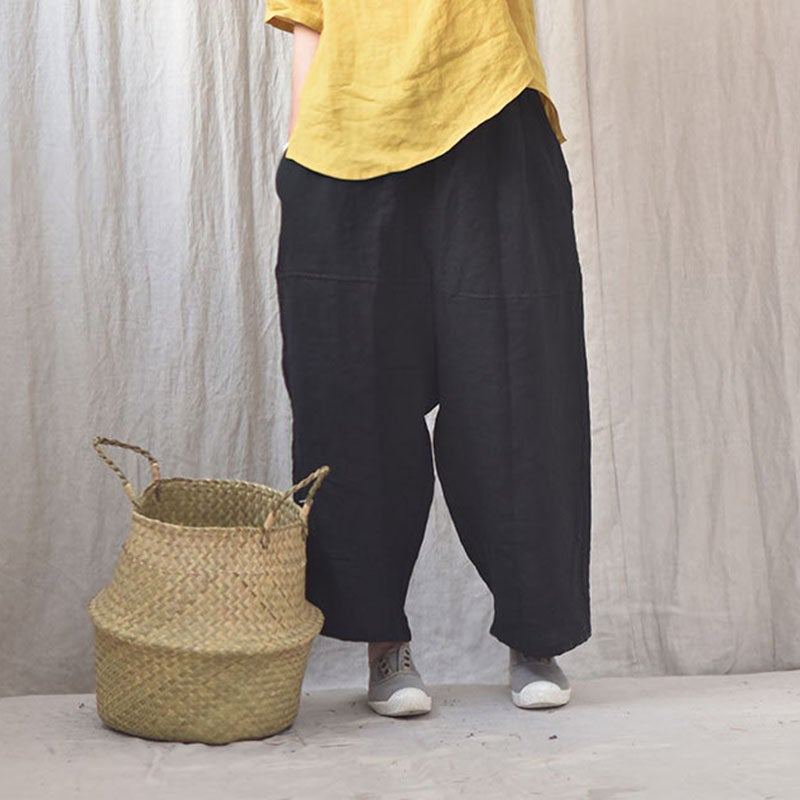 Dam Spring Retro Plus Size Casual Linnebyxor