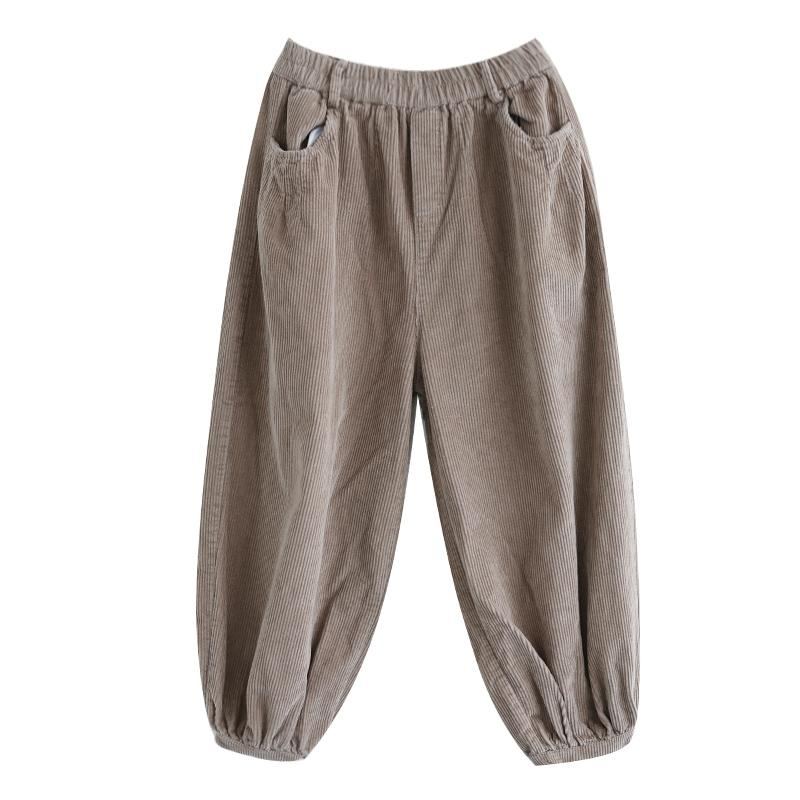 Höst Plus Size Casual Lösa Manchesterbyxor