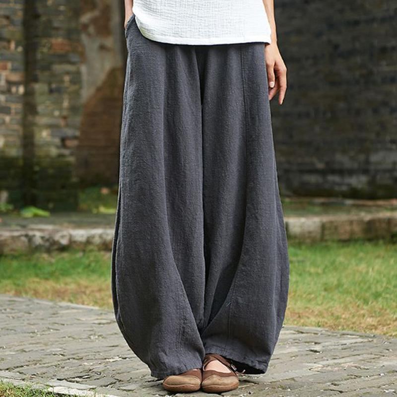 Lösa Casual Linen Shift Byxor