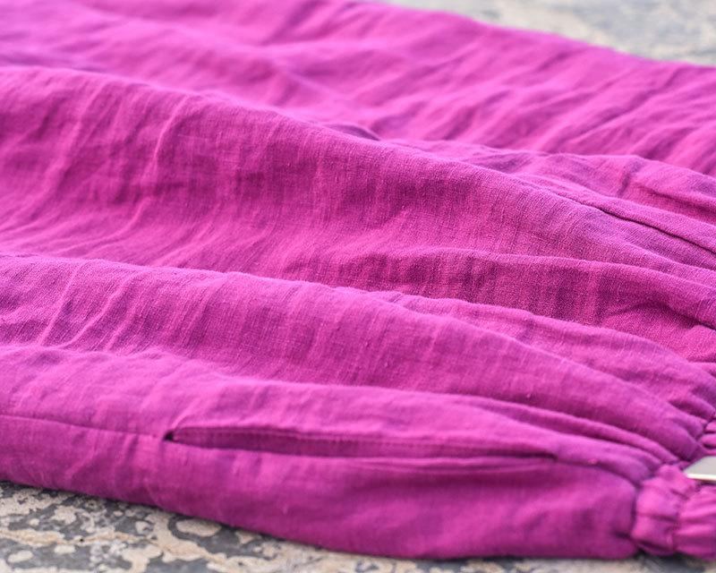 Rose Red Elastisk Midja Tjocka Linnebyxor