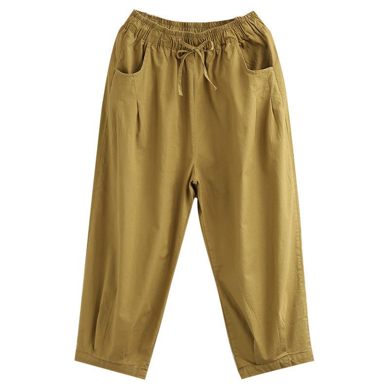 Summer Loose Solid Cotton Harem Byxor