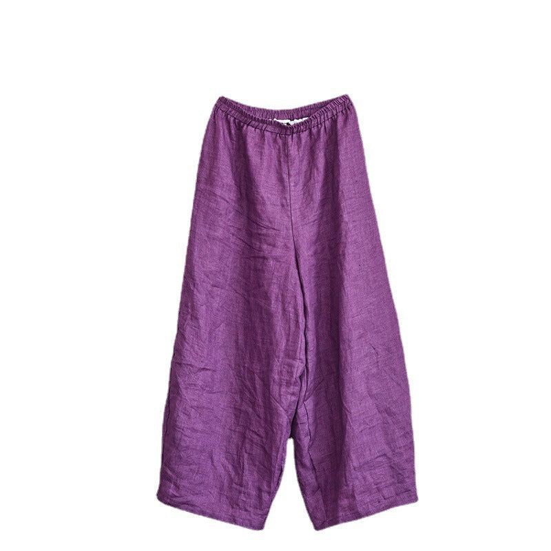 Vår Kvinnor Lös Plus Size Vintage Linnebyxor