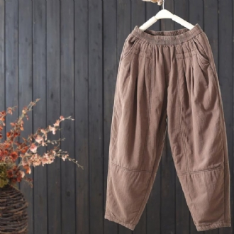 Vinter Retro Tjock Lös Bomull Vadderade Casual Byxor